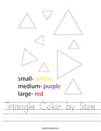 Triangle Color by Size Handwriting Sheet