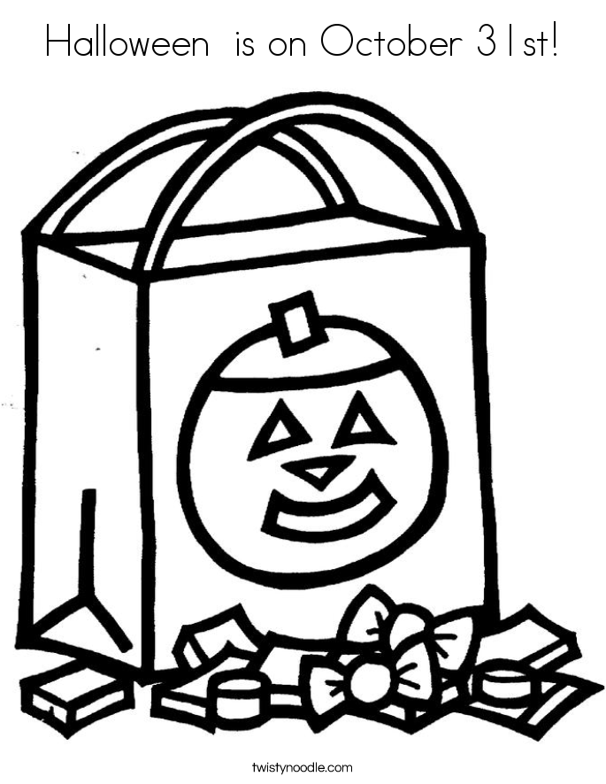 Halloween  is on October 31st! Coloring Page