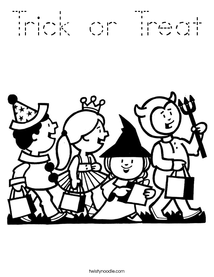 Trick or Treat Coloring Page