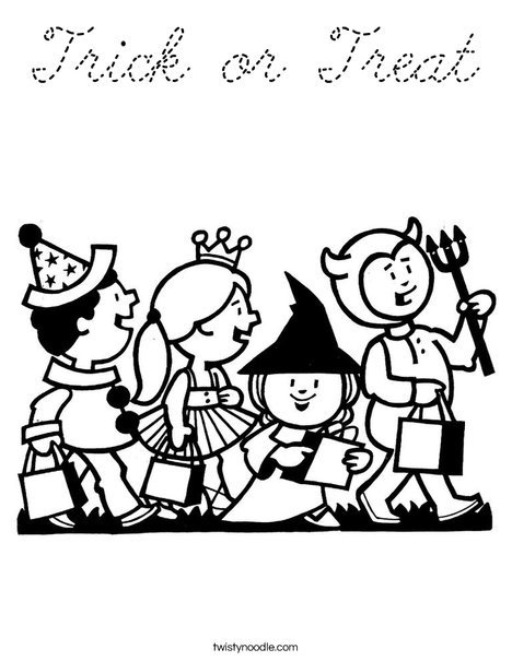 Trick or Treaters Coloring Page