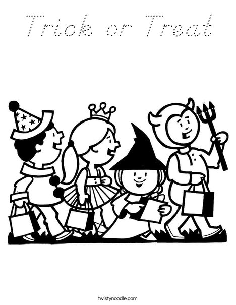 Trick or Treaters Coloring Page