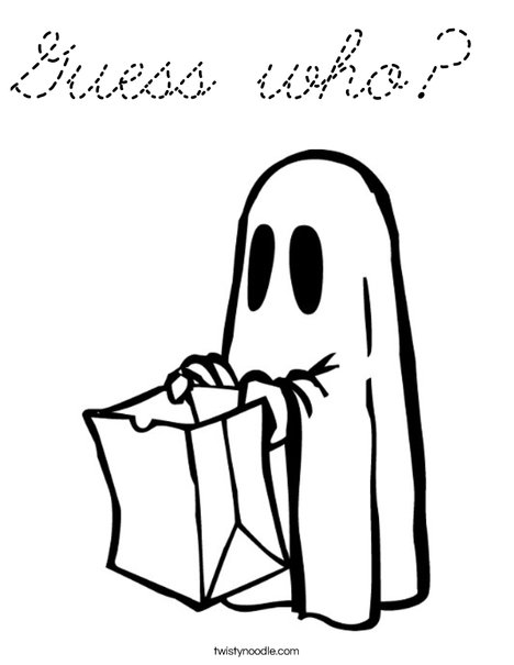 Trick or treating Ghost Coloring Page