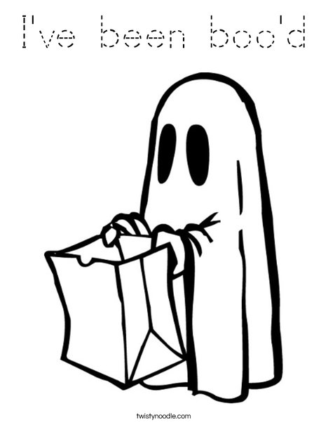 Trick or treating Ghost Coloring Page