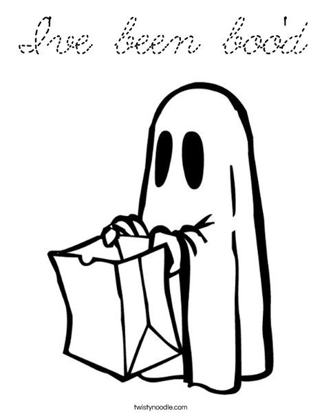 Trick or treating Ghost Coloring Page