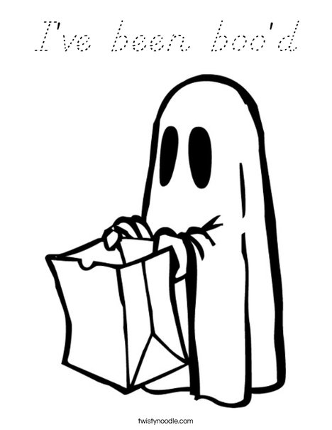 Trick or treating Ghost Coloring Page