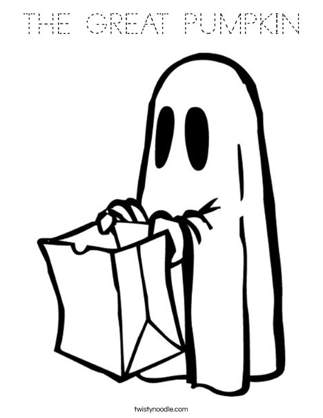 Trick or treating Ghost Coloring Page