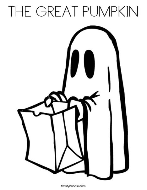 Trick or treating Ghost Coloring Page