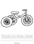 Tricycle has three wheels Worksheet