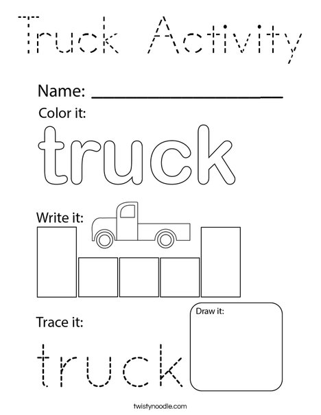 Truck Activity Coloring Page