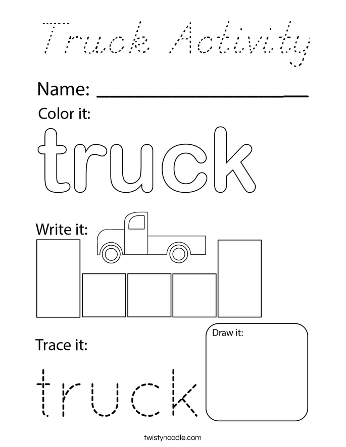 Truck Activity Coloring Page