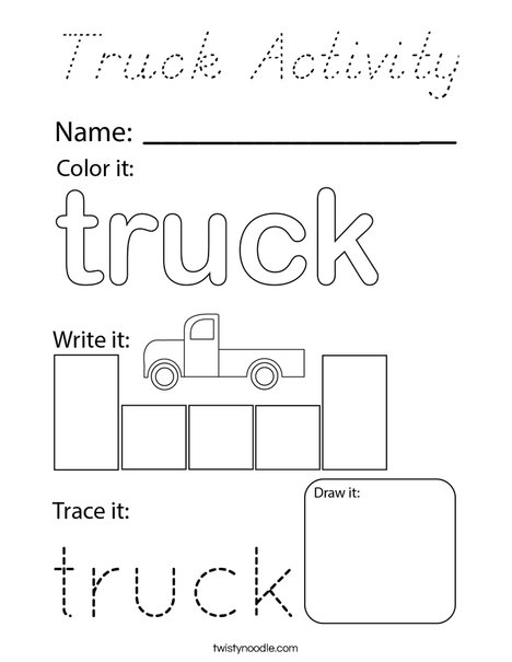 Truck Activity Coloring Page