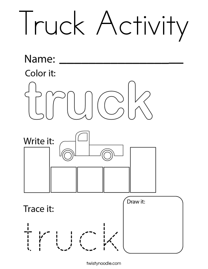 Truck Activity Coloring Page
