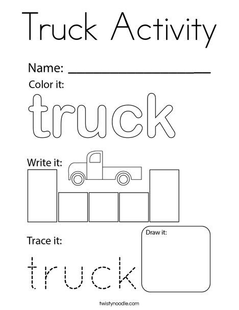 Truck Activity Coloring Page