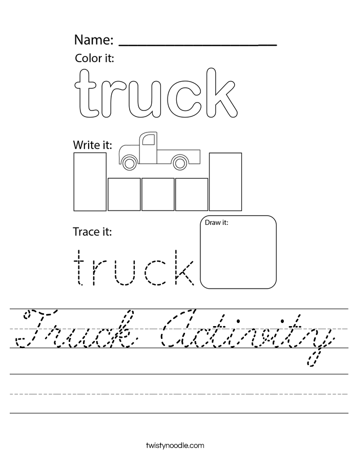Truck Activity Worksheet