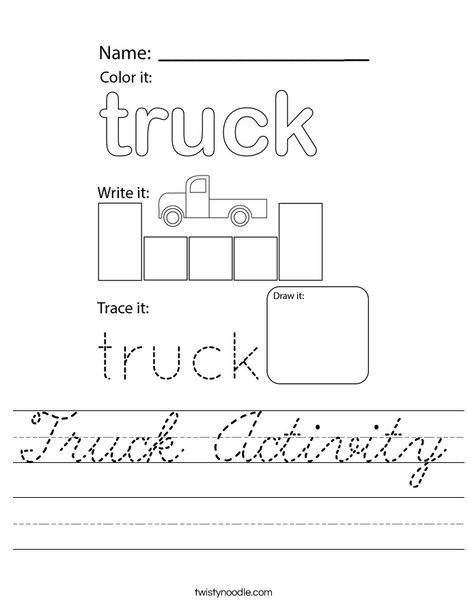 Truck Activity Worksheet