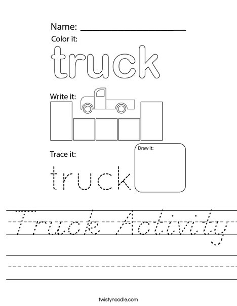Truck Activity Worksheet
