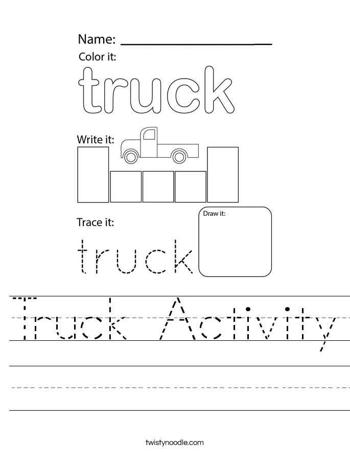 Truck Activity Worksheet