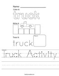 Truck Activity Worksheet