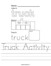 Truck Activity Handwriting Sheet