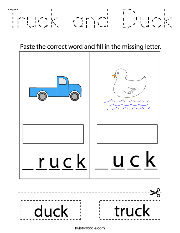 Truck and Duck Coloring Page