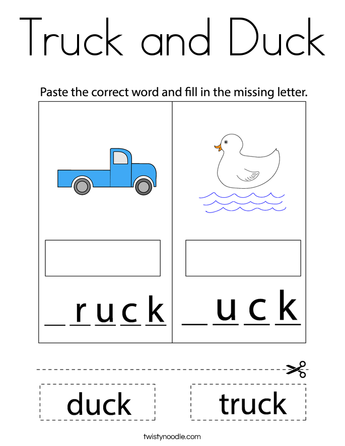 Truck and Duck Coloring Page