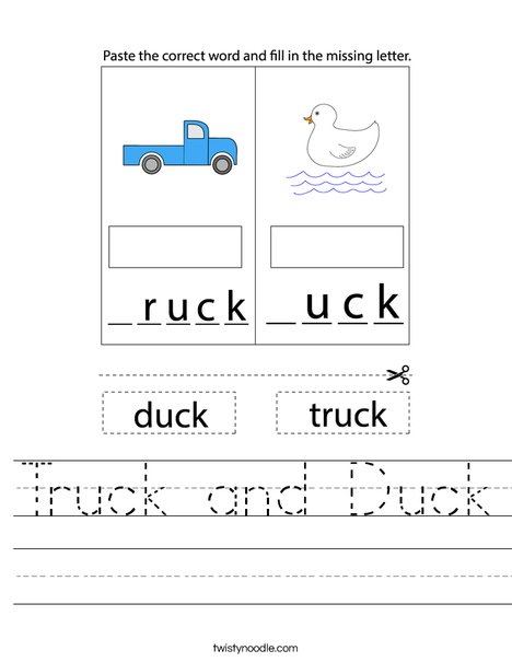 Truck and Duck Worksheet