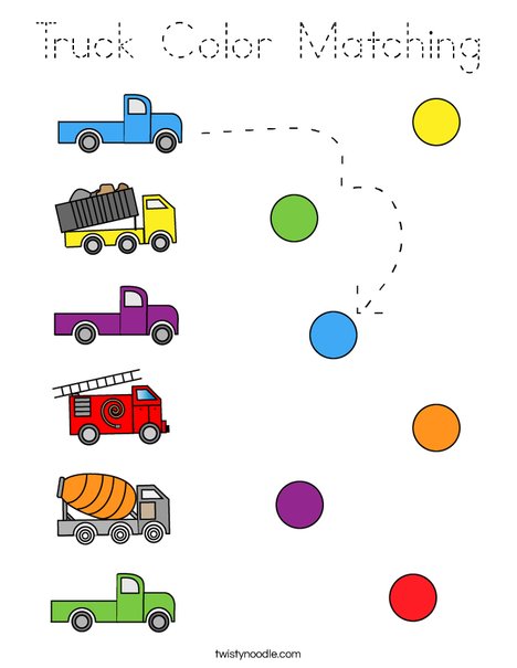 Truck Coloring Matching Coloring Page
