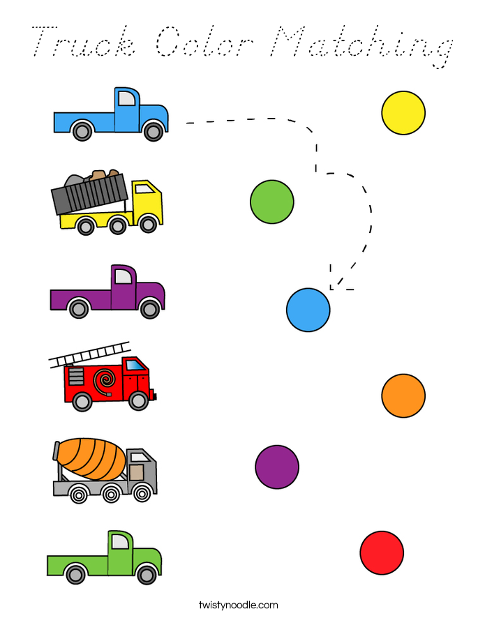 Truck Color Matching Coloring Page