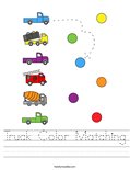 Truck Color Matching Worksheet