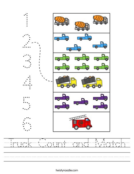 Truck Count and Match Worksheet