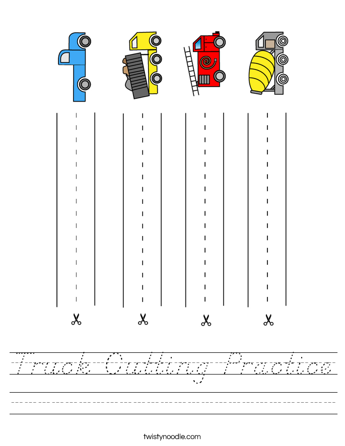 Truck Cutting Practice Worksheet