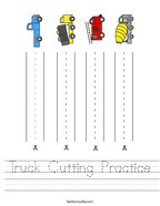 Truck Cutting Practice Handwriting Sheet