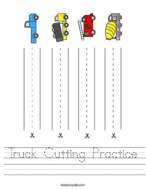 Truck Cutting Practice Worksheet
