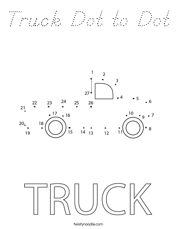 Truck Dot to Dot Coloring Page