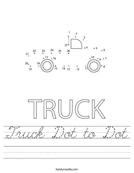Truck Dot to Dot Worksheet