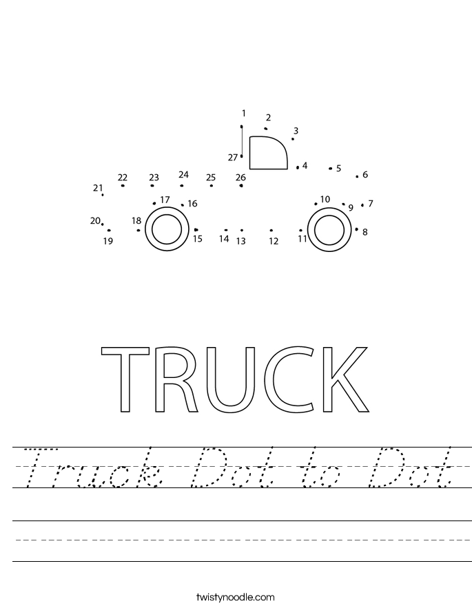 Truck Dot to Dot Worksheet
