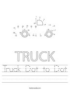 Truck Dot to Dot Handwriting Sheet