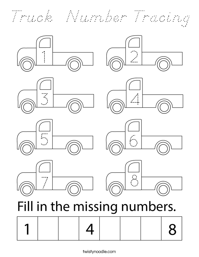 Truck  Number Tracing Coloring Page