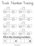 Truck  Number Tracing Coloring Page
