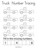 Truck  Number Tracing Coloring Page