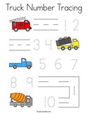 Truck Number Tracing Coloring Page
