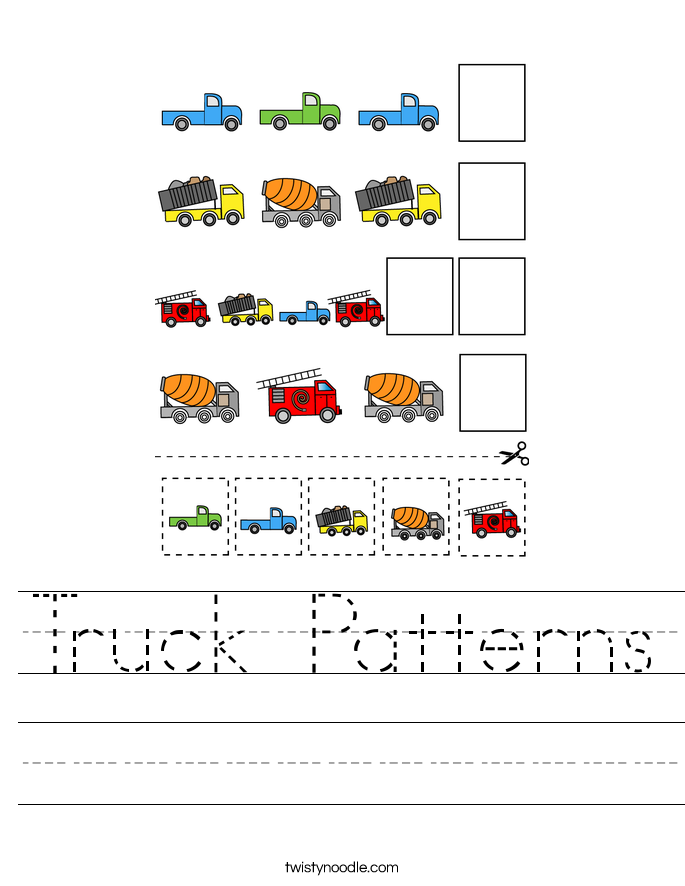 Truck Patterns Worksheet - Twisty Noodle