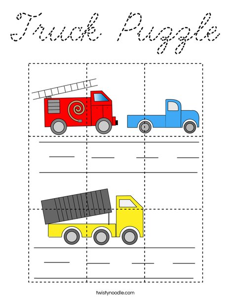 Truck Puzzle Coloring Page