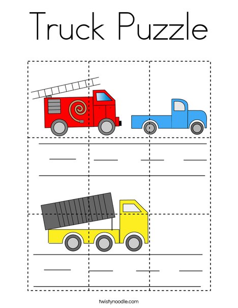 Truck Puzzle Coloring Page