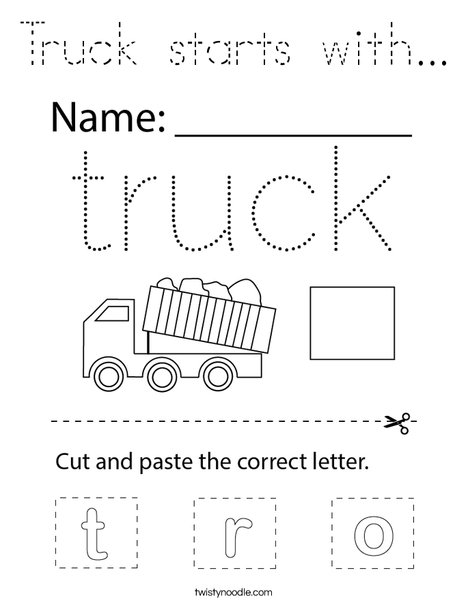 Truck starts with... Coloring Page