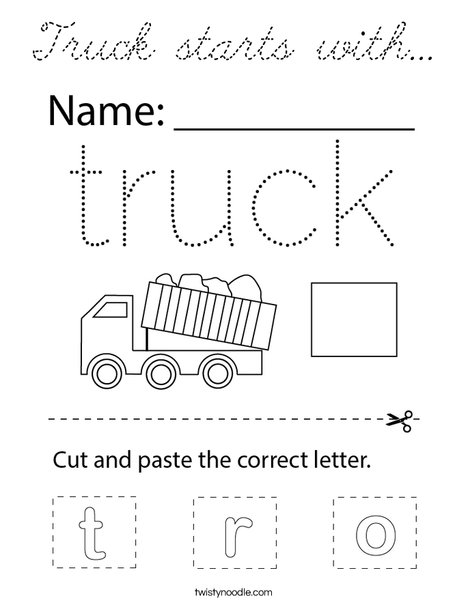 Truck starts with... Coloring Page