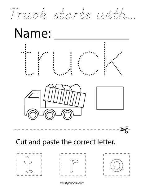 Truck starts with... Coloring Page