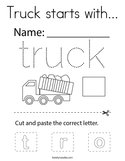 Truck starts with Coloring Page