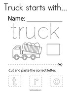 Truck starts with Coloring Page