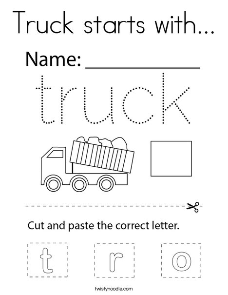 Truck starts with... Coloring Page